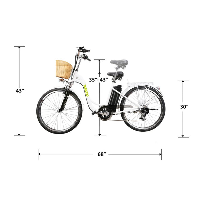 NAKTO City Electric Bicycle 26" CAMEL Women White with Plastic Basket - CamFW260001 - Vforce Wheels
