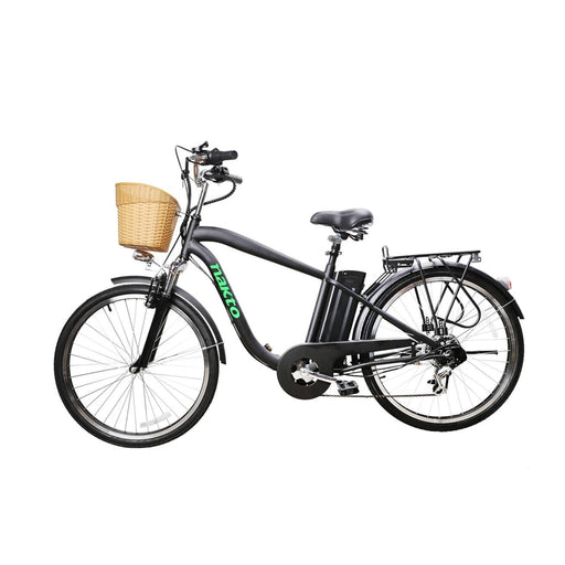 NAKTO City Electric Bicycle 26" Camel Women Black with Plastic Basket - CamMB260003 - Vforce Wheels